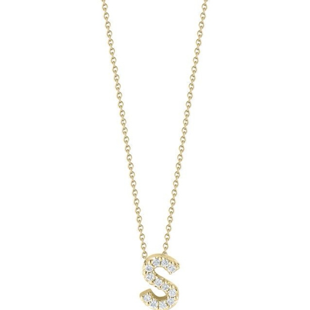 Roberto Coin Gold Initial Necklace with Sparkling 'S' Pendant